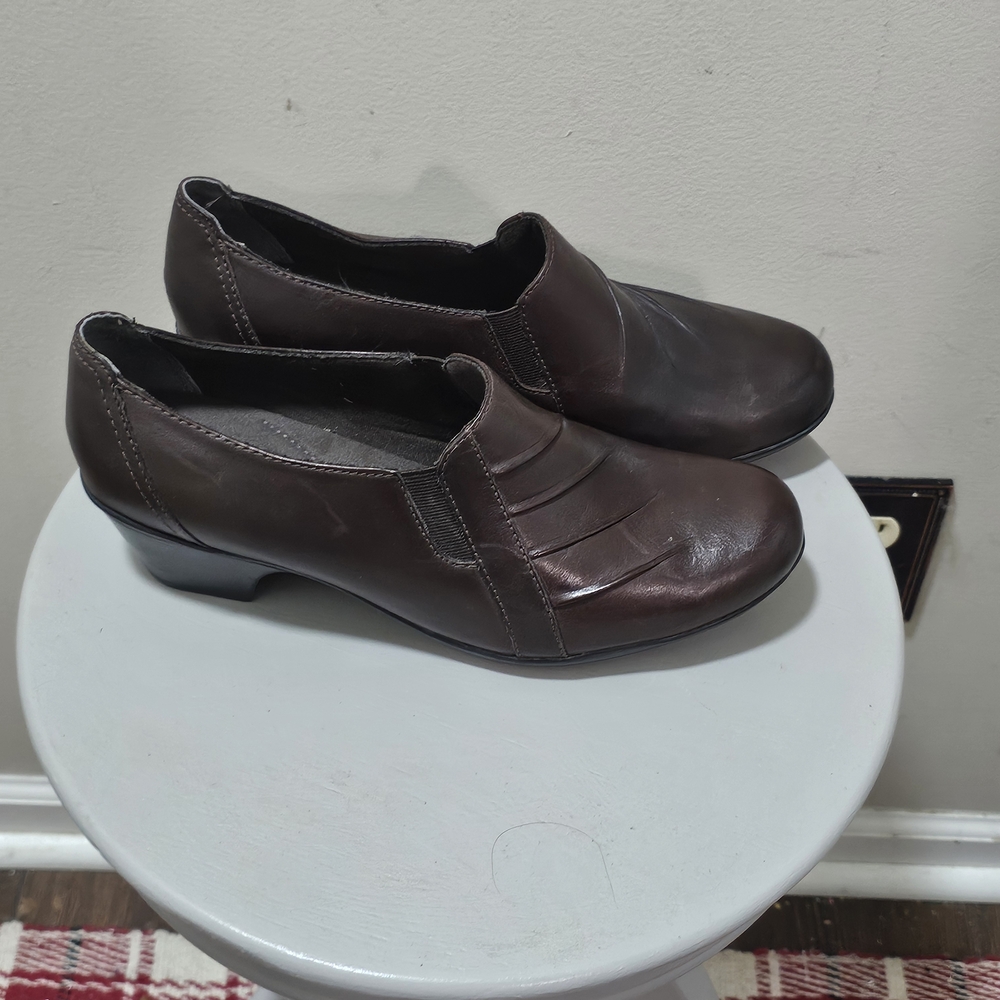 Clarks Women's Brown Leather Shoes, Size 10 - Picture 3 of 10